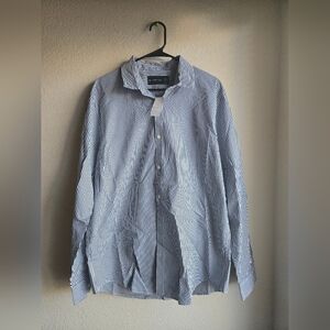 NWT Men's Abercrombie Blue and White Striped Size XL Tall Dress Shirt